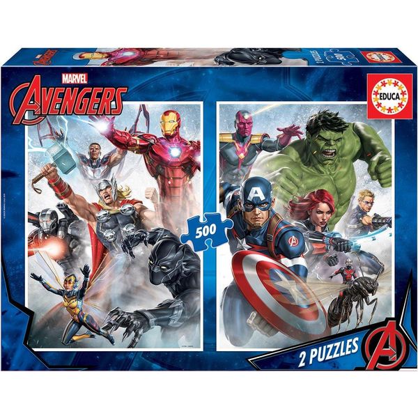 Educa 17994, Marvel Avengers 2 X 500 Pezzi Puzzle Per Adulti E Bambini A Partire Dai 10 Anni, Supereroi, Set Puzzle-image