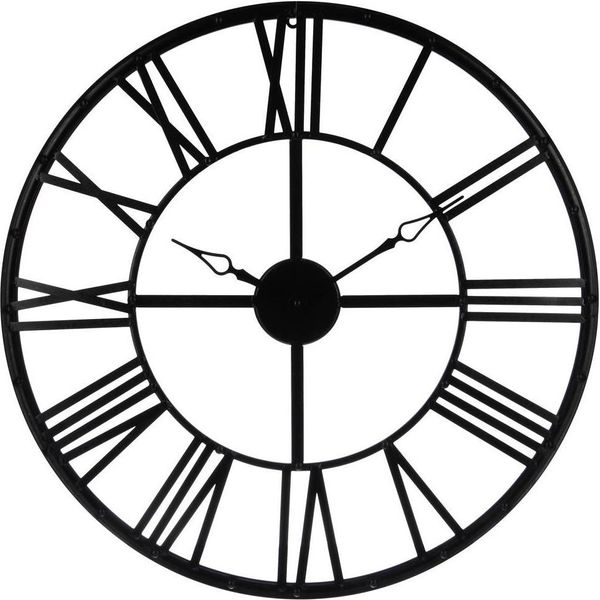 Atmosphera CréAteur D'intéRieur® Orologio Grande In Metallo Nero - 70 Cm - Orologio Da Parete - Numeri Romani - Industriale - Retrò - Classico-image