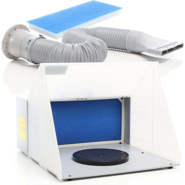 Set Completo Wiltec Per L'aspirazione Dell'aerografo 4 M³/Min, Solo 52 Db, Per L'aspirazione Di Vernice, Nebbia Di Vernice, Nebbia Di Spruzzo, Filtro Espandibile, Con Aria Di Scarico E Filtro Di Ricambio, Cabina Di Verniciatura Per Il Lavoro Con L'aerografo-image