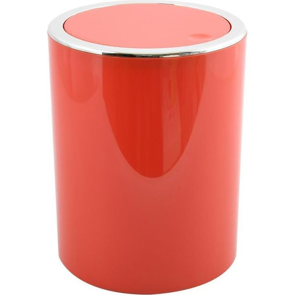 Msv Serie Bagno "Aspen"" Design Bidone Per Cosmetici Bidone A Pedale Bidone Con Coperchio Basculante Bidone Per Rifiuti 6 Litri (ØXh): Circa 18,5 X 26 Cm Rosso"-image