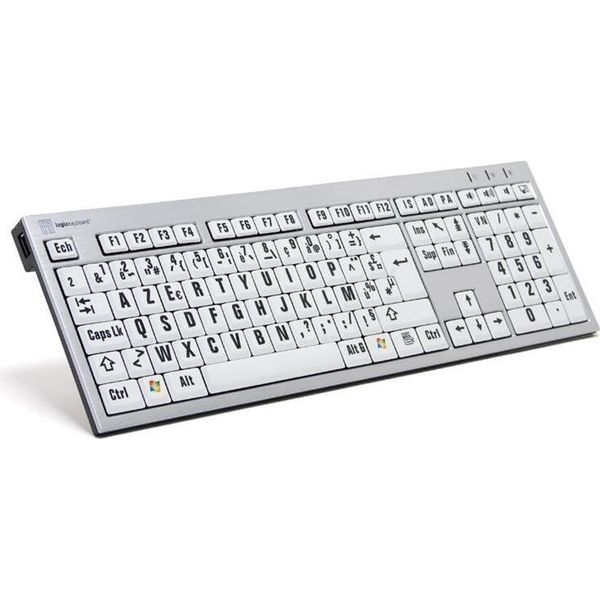 Logickeyboard Tastiera Largeprint Usb AŽErty Francese Bianco (LKB-LPRNTBW-AJPU-FR)-image