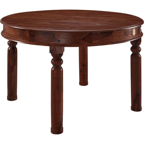 MASSIVMOEBEL24 | Tavolo Da Pranzo In Legno Di Acacia 140X140X76 Nougat Laccato Oxford #333-image