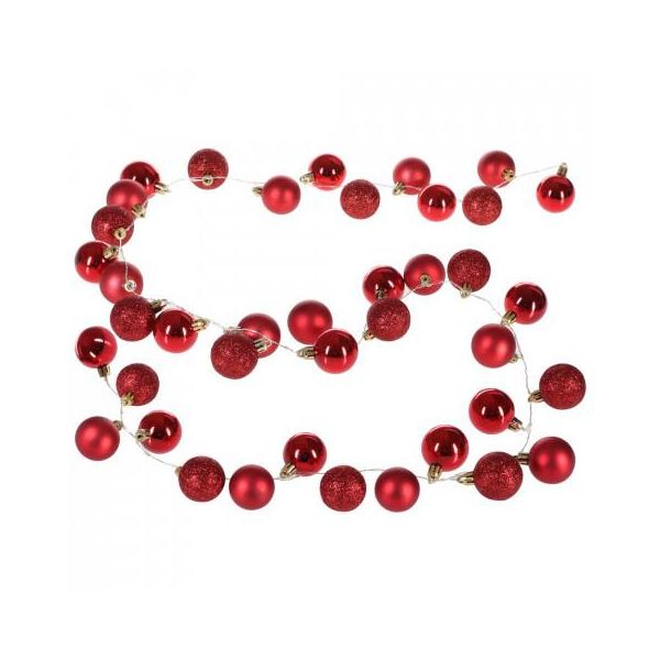 Casaria Catena Luminosa Led 40 Palline Di Natale 2M A Batteria Timer 8 Effetti Luminosi Rosso-image
