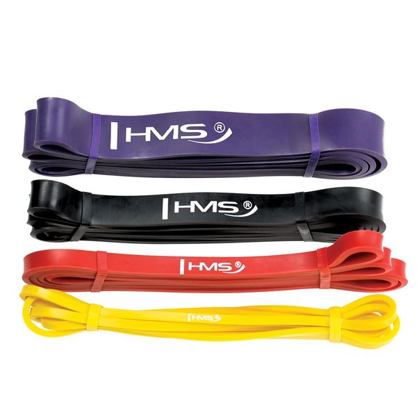 Hms Fitness GU05 Set ÜBungsband Gummi Schwarz, Lila, Rot, Gelb-image