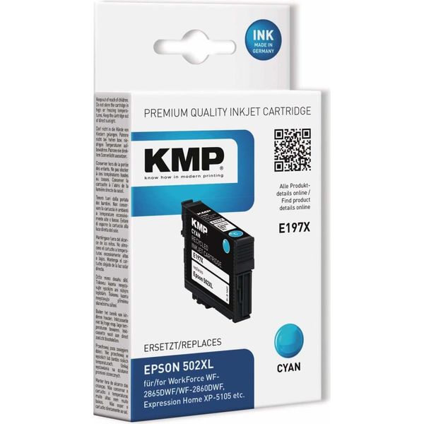 Kmp Printtechnik Ag 1647,4003 Kmp Patrone Epson 502XL Cyan 470 S. E197X Remanufactured-image