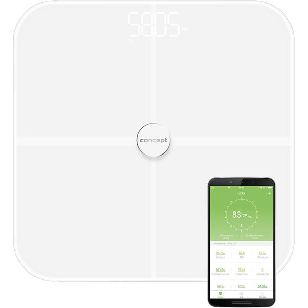 Bilancia Diagnostica In Vetro Bilancia Personale Con App Bilancia Digitale Analisi Corporea Bia Bilancia Del Grasso Corporeo Massa Muscolare Bmi Display Led Bluetooth Peso Fino A 180 Kg Bianco-image