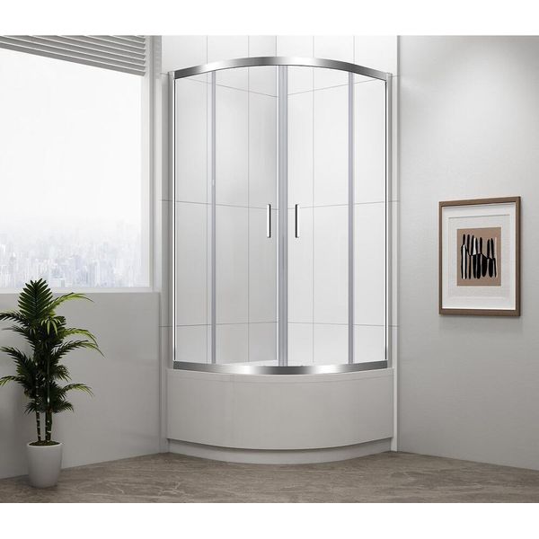 Polysan Selma - Cabina Doccia A Quarto Di Giro 900X900 Mm, Alluminio Lucido/Vetro Trasparente MD2516-image