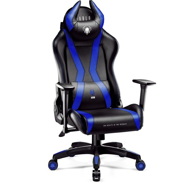 Diablo X-One 2.0 Gaming Chair Sedia Da Ufficio Braccioli Regolabili Design Ergonomico Cuscino Collo/Glutei Dimensioni Normali Nero/Blu-image