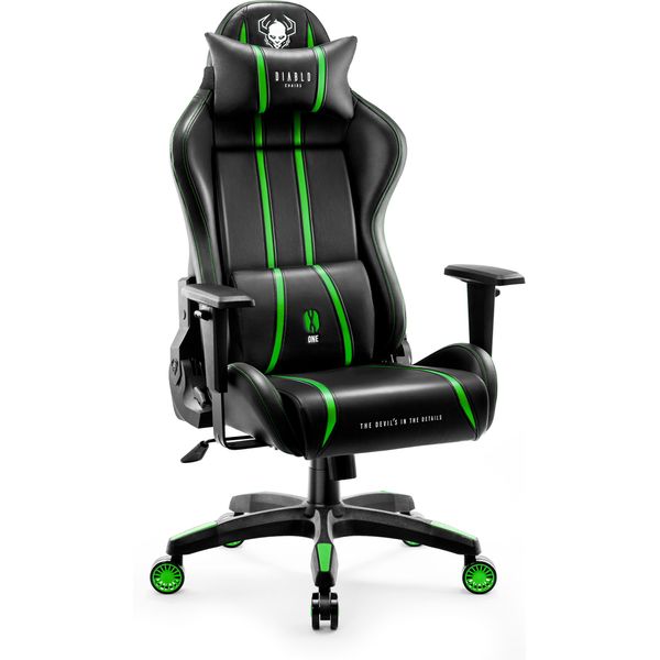 Diablo X-One 2.0 Gaming Chair Sedia Da Ufficio Braccioli Regolabili Design Ergonomico Cuscino Collo/Glutei Dimensioni Normali Nero/Verde-image