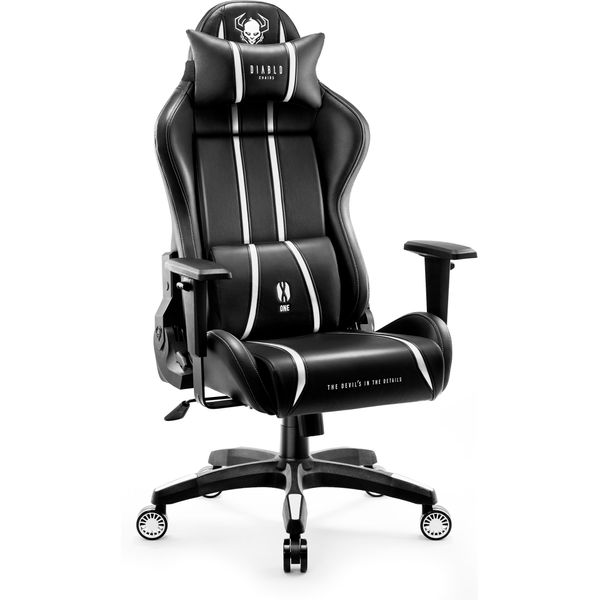 Diablo X-One 2.0 Gaming Chair Sedia Da Ufficio Braccioli Regolabili Design Ergonomico Cuscino Collo/Glutei Dimensioni Normali Bianco E Nero-image