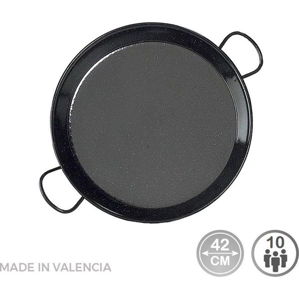 Padella Per Paella Tradizionale In Acciaio Smaltato ø42Cm (10 Persone). Vaello-image