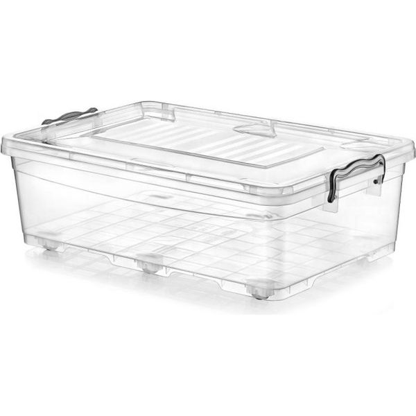 Contenitore Di Stoccaggio Scatola Trasparente Scatola Di Plastica Scatola Pieghevole Scatola Con Ruote 30L-image