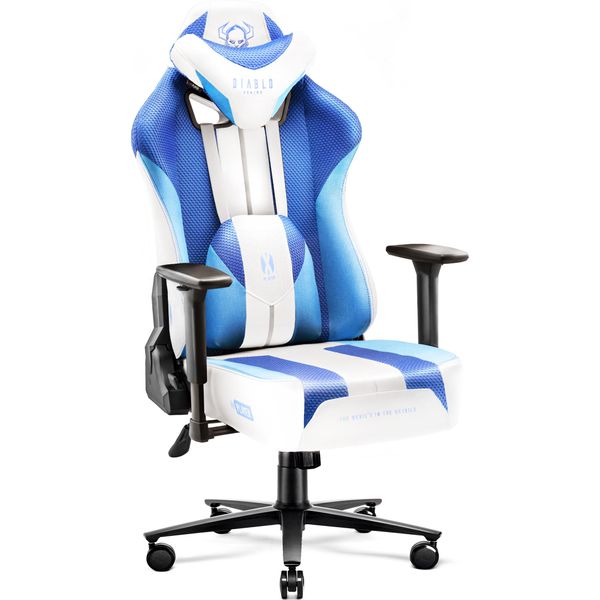 Sedia Da Gioco Diablo X-Player Sedia Da Ufficio Tessuto 3D Braccioli Design Ergonomico Cuscino Collo/Glutei Bianco Gelo / Bianco Normale L-image