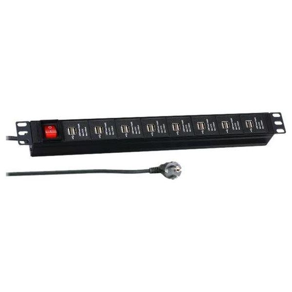 Efb EK631USB.1 Efb 19''1HE Steckdosenl. 16X Usb A Mit Schalter 3M, Schwarz-image