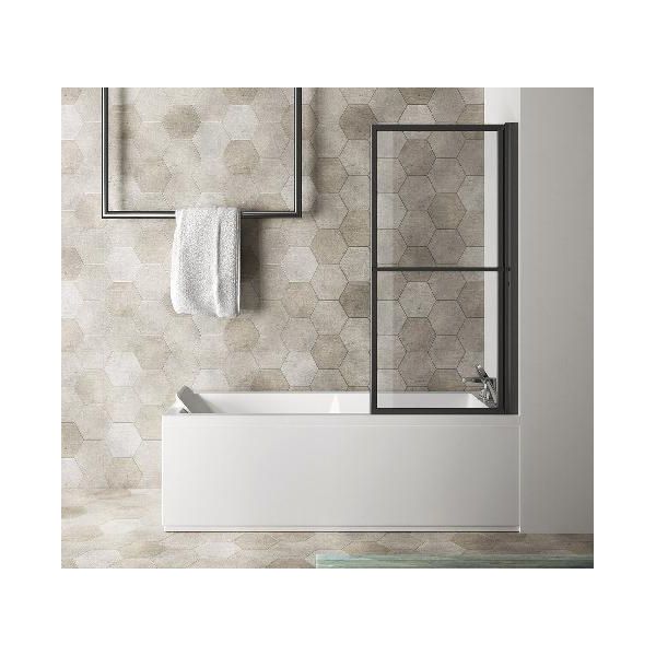Polysan Kagera - Schermo Da Bagno Pneumatico 710 Mm, Nero Opaco/Vetro Trasparente 30336B-image