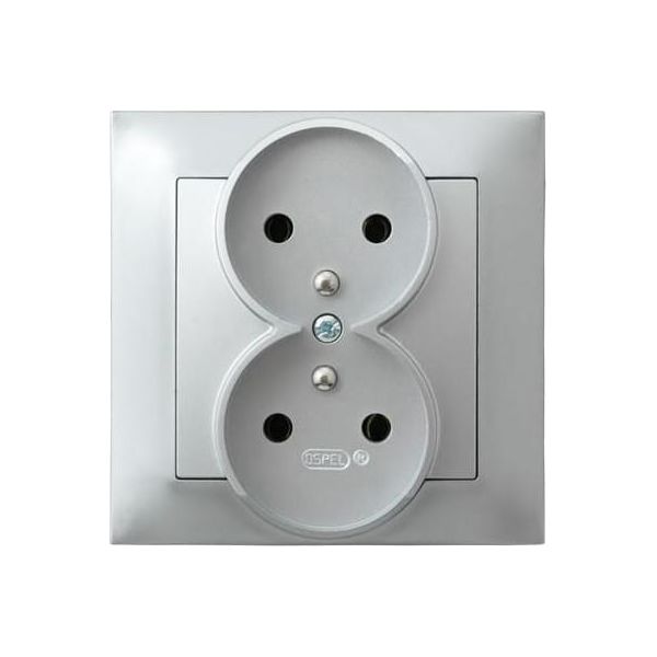 Impresja Silver P/T Presa Doppia Con Messa A Terra 2X2P+Z Con Telaio-image