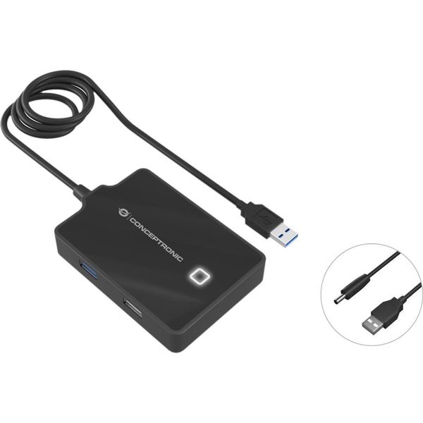 Conceptronic HUBBIES10B Conceptronic Usb-Hub 4-Port 3.0 ->1X3.0 3X2.0 O.Netzteil Sw-image