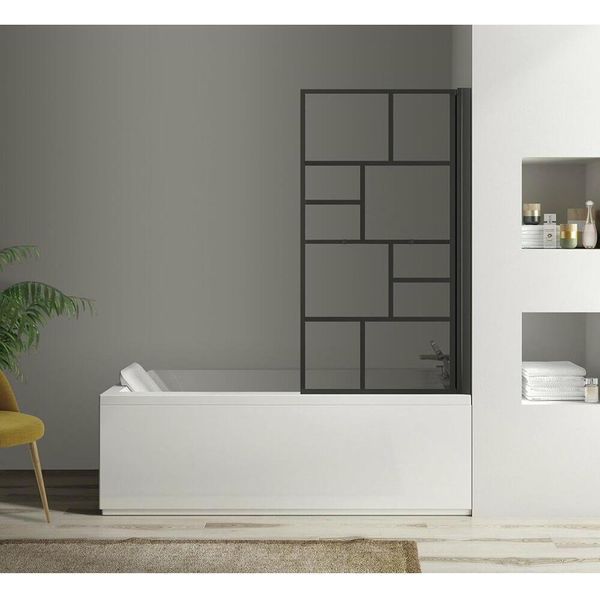 Polysan Parana - Schermo Da Bagno Pneumatico 800 Mm, Nero Opaco/Vetro Trasparente 30346B-image