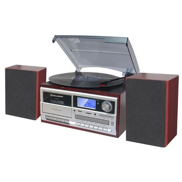 Roadstar HIF-8892D+BT Giradischi Vintage In Vinile Dab/Dab+/Fm Radio CD-MP3 Lettore Di Cassette Bluetooth Legno-image