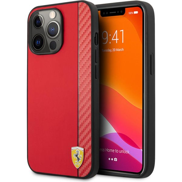 Ferrari Fesaxhcp13Xre Custodia Rigida Per Iphone 13 Pro Max6,7 Czerwony/Rosso On Track Carbon Stripe-image