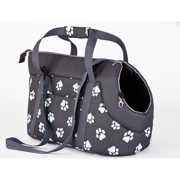 Hobbydog Borsa Da Trasporto Per Cani Borsa Da Trasporto Per Cani Borsa Da Trasporto - Taglia: M - Grafite Con Zampe-image