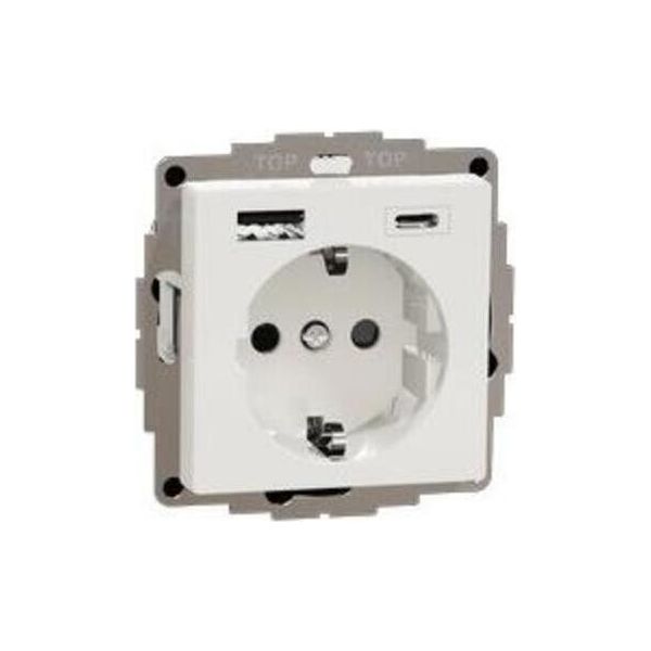 Merten MEG2367-0319 Presa Di Corrente Con Contatto Di Terra E Caricabatterie Usb Tpb Sistema Bianco Polare M-image