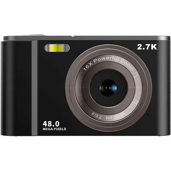 Inf Fotocamera Digitale 2.7K 48MP 1080P, Zoom 16X, Anti-Shake, Riconoscimento Facciale Nero-image