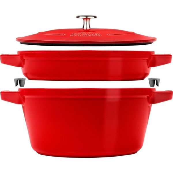 Staub Kochtopfset, 2-Tlg | Rund | Gusseisen | Kirsch-Rot-image