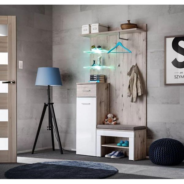 Parete Anticamera Tela 1 - Rovere Wellington / Bianco-image