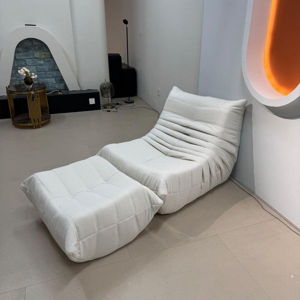 Divano - Poltrona Singola Divano Letto Poltrona Relax Divano Con Sgabello Beige-image