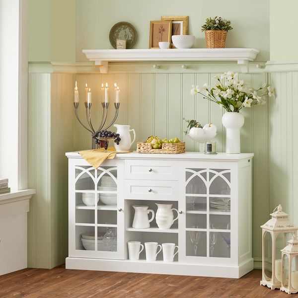 Sobuy FSB79-W Credenza Armadio Da Cucina Cassettiera Armadio Da Corridoio Buffet Armadio Di Stoccaggio-image