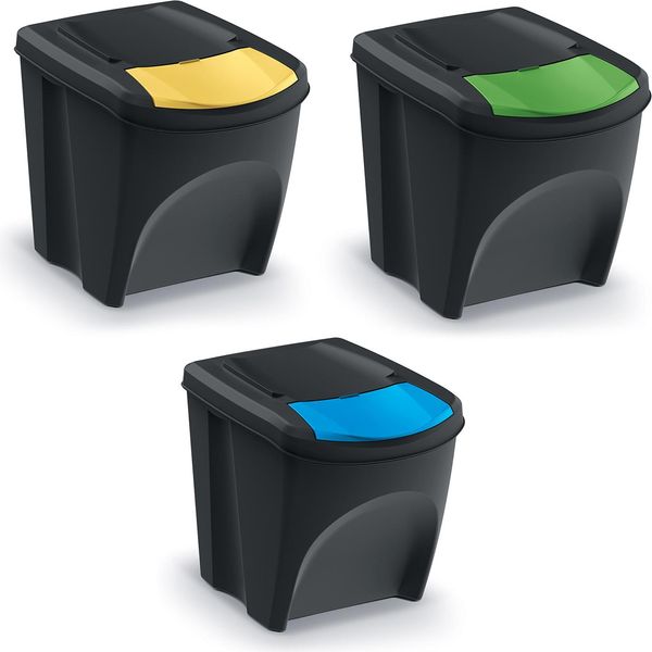Keden Sortibox 3X25L Set Di Contenitori Per La Raccolta Differenziata Nero-image