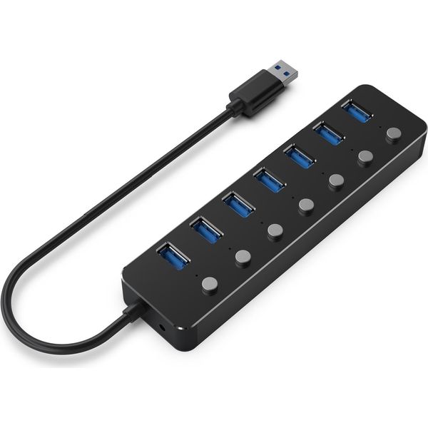 Gembird UHB-U3P7P-01 7-Port Usb 3.1 (Gen 1) Hub With Switches Black-image
