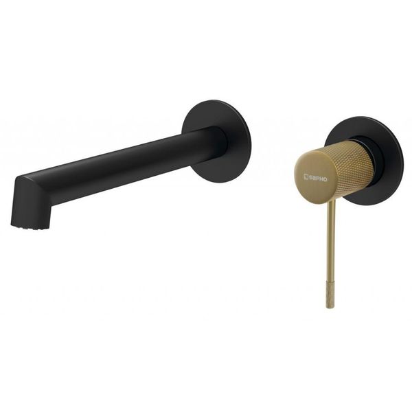 Sapho Solaria - Miscelatore Da Incasso Per Lavabo, 2 Fori, Nero Opaco/Oro WD008G-image