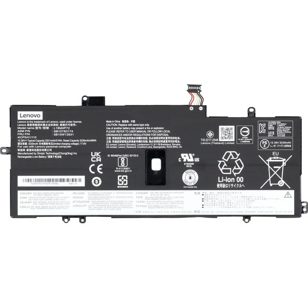 Lenovo Lg - Batteria Per Computer Portatile - Ioni Di Litio - 4 Celle - 3312 Mah - 51 Wh - Fru - Per Thinkpad X1 Carbon (7A Generazione), X1-image