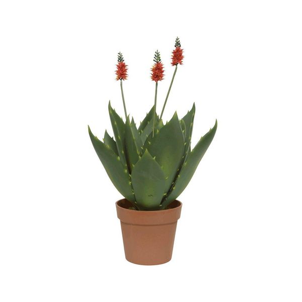 Agave Vaso Pianta Artificiale Fiore Artificiale Poliestere Verde H 60 Cm Ø 42 Cm-image