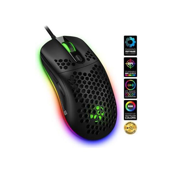 Connect It Battle Air 2 Mouse Ottico Professionale Da Gioco + Sw, 12800 Dpi, Nero-image