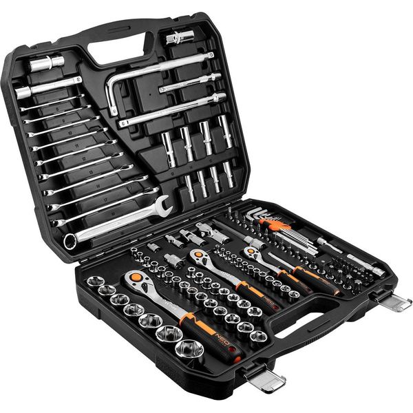 Neo Tools Chiave A Bussola ½", ¼"", 3/8"", Set Con 126 Pezzi, Crv, 10-070 Neo"-image
