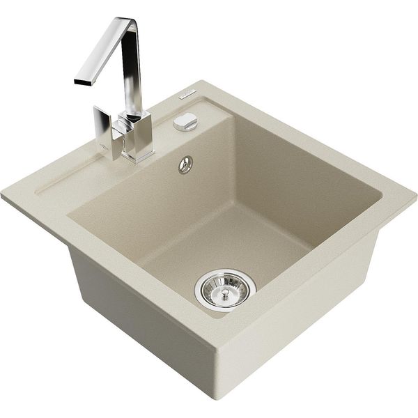 Mexen Vito Lavello In Granito A Una Vasca Con Rubinetto Da Cucina Rita, Beige - 6503-69-670300-00-image