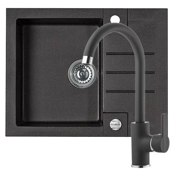 Alveus Cz Set Lavello Alveus Rock 30 Nero + Miscelatore Alveus Tonia Nero-image