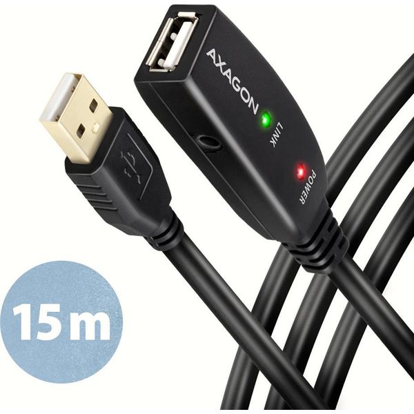 Axagon Axagon ADR-215 Cavo Di Prolunga/Ripetizione Attiva Usb 2.0 A-M -> A-F 15 M - Kabel - Cavo Digitale/Dati Usb Usb A Nero-image