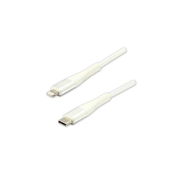 Cavo Usb Logo (2.0) Usb C Maschio - Apple Lightning Maschio 1M Bianco Mfi, Nylon 5V/3A-image