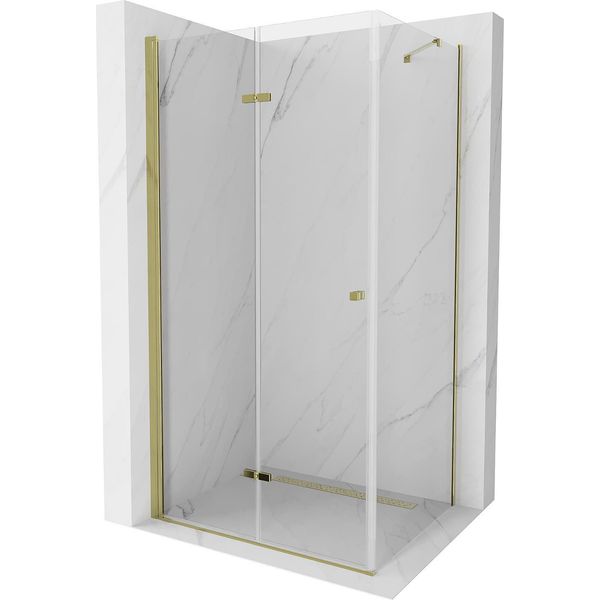Mexen Lima Cabina Doccia Pieghevole 90 X 70 Cm, Trasparente, Oro - 856-090-070-50-00-image