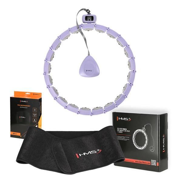 Set Di Hula Hoop Da Massaggio Hms HHM14 Con Pesi E Contatore E Cintura Dimagrante BR163 Viola-image