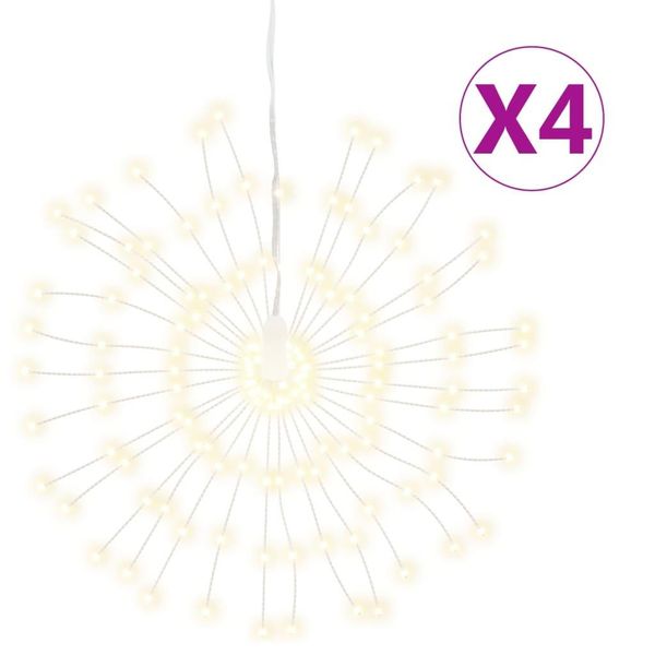 Vidaxl Luci Di Natale Pirotecniche 4 Pezzi 140 Led Bianco Caldo 17Cm-image