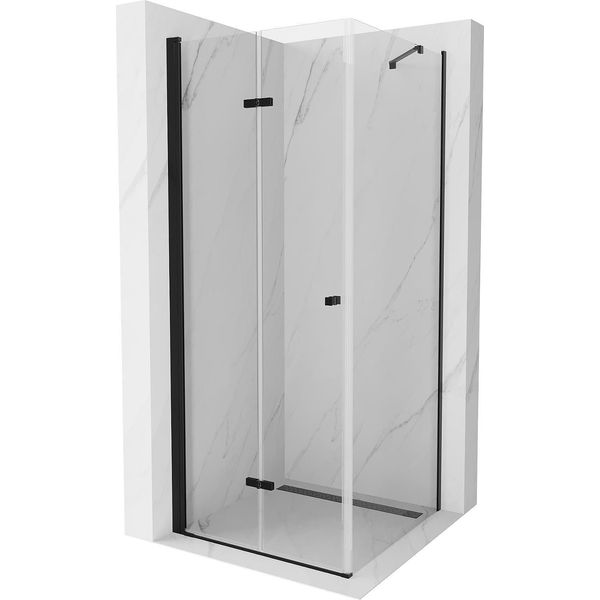 Mexen Lima Cabina Doccia Pieghevole 80 X 80 Cm, Trasparente, Nero - 856-080-080-70-00-image