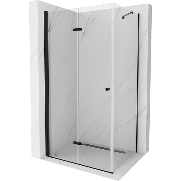 Mexen Lima Cabina Doccia Pieghevole 90 X 70 Cm, Trasparente, Nera - 856-090-070-70-00-image