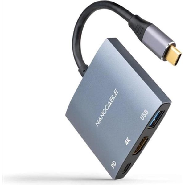 Nanocable 10.16.4306 Usb Tipo-C / Hdmi 4K Femmina - Usb Femmina - Usb Tipo-C Pd / 15 Cm / Grigio-image