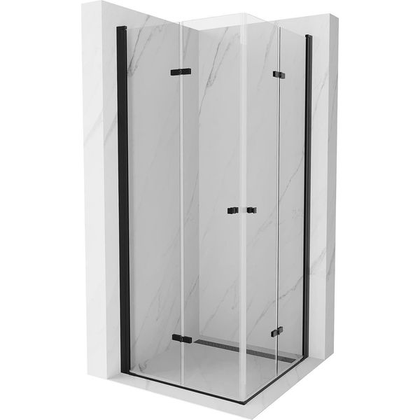 Mexen Lima Duo Cabina Doccia Pieghevole 90 X 90 Cm, Trasparente, Nera - 856-090-090-70-00-02-image