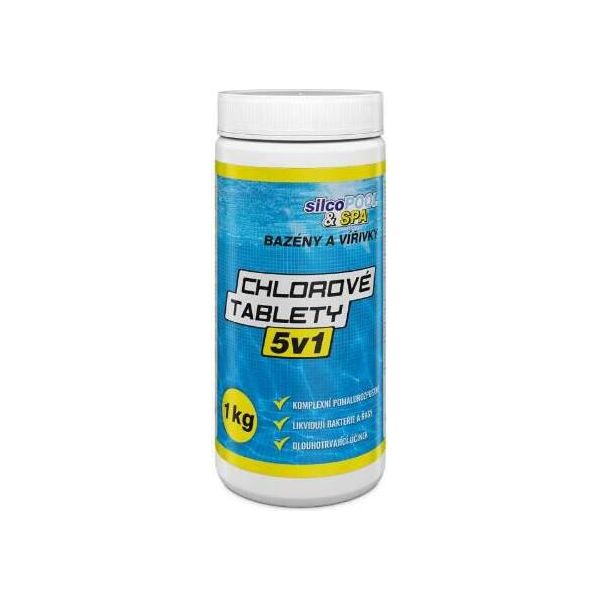 Chimica Della Piscina, Pastiglie Di Cloro 5 In 1, 1 Kg, Silco-image